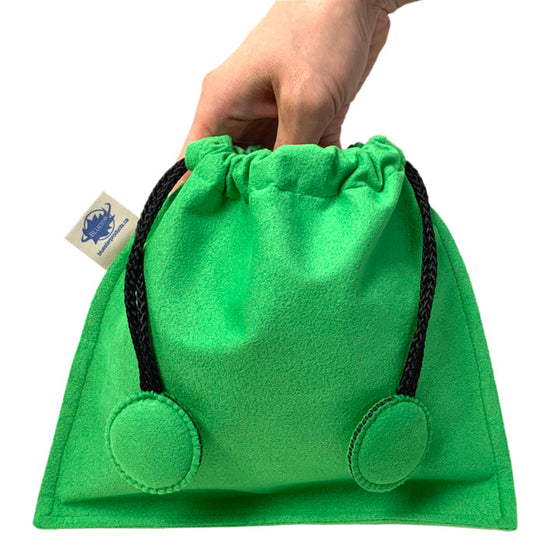 Drawstring Bag - Green Ultrasuede