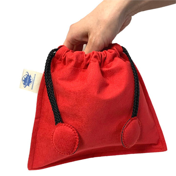 Drawstring Bag - Red Ultrasuede